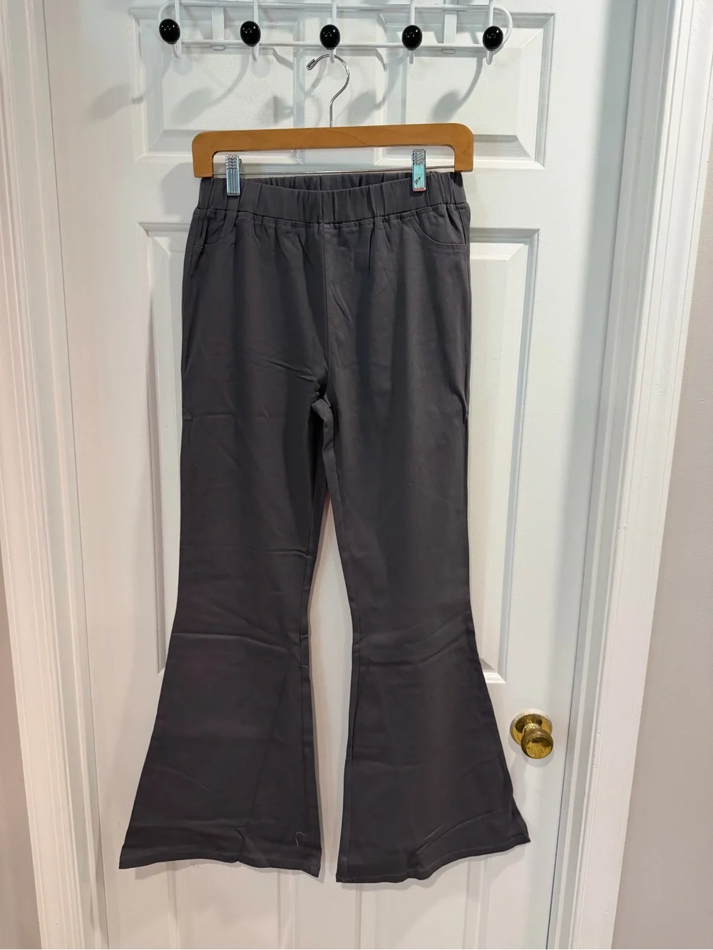 NWT Umgee Boutique High waisted Gray Flared Pants Sz L